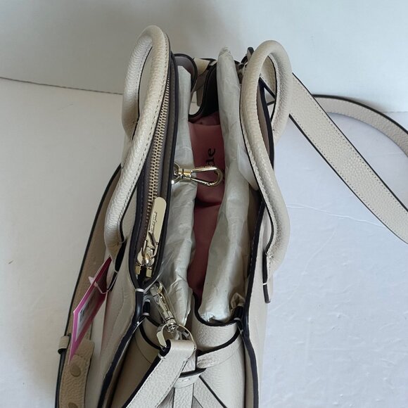 Kate Spade Knott Medium Satchel Crossbody Beige Leather Milk Glass Bag - Picture 7 of 11